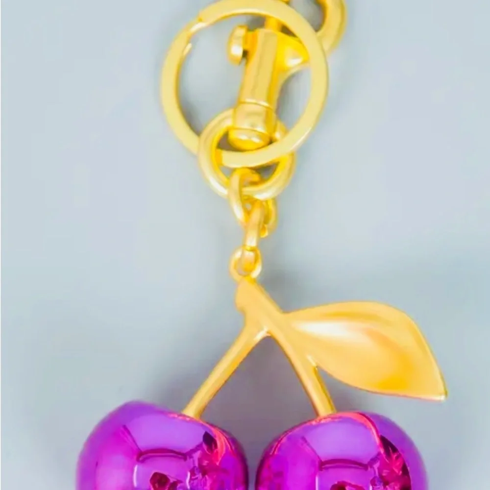 Gold and Purple Cherry Keychain